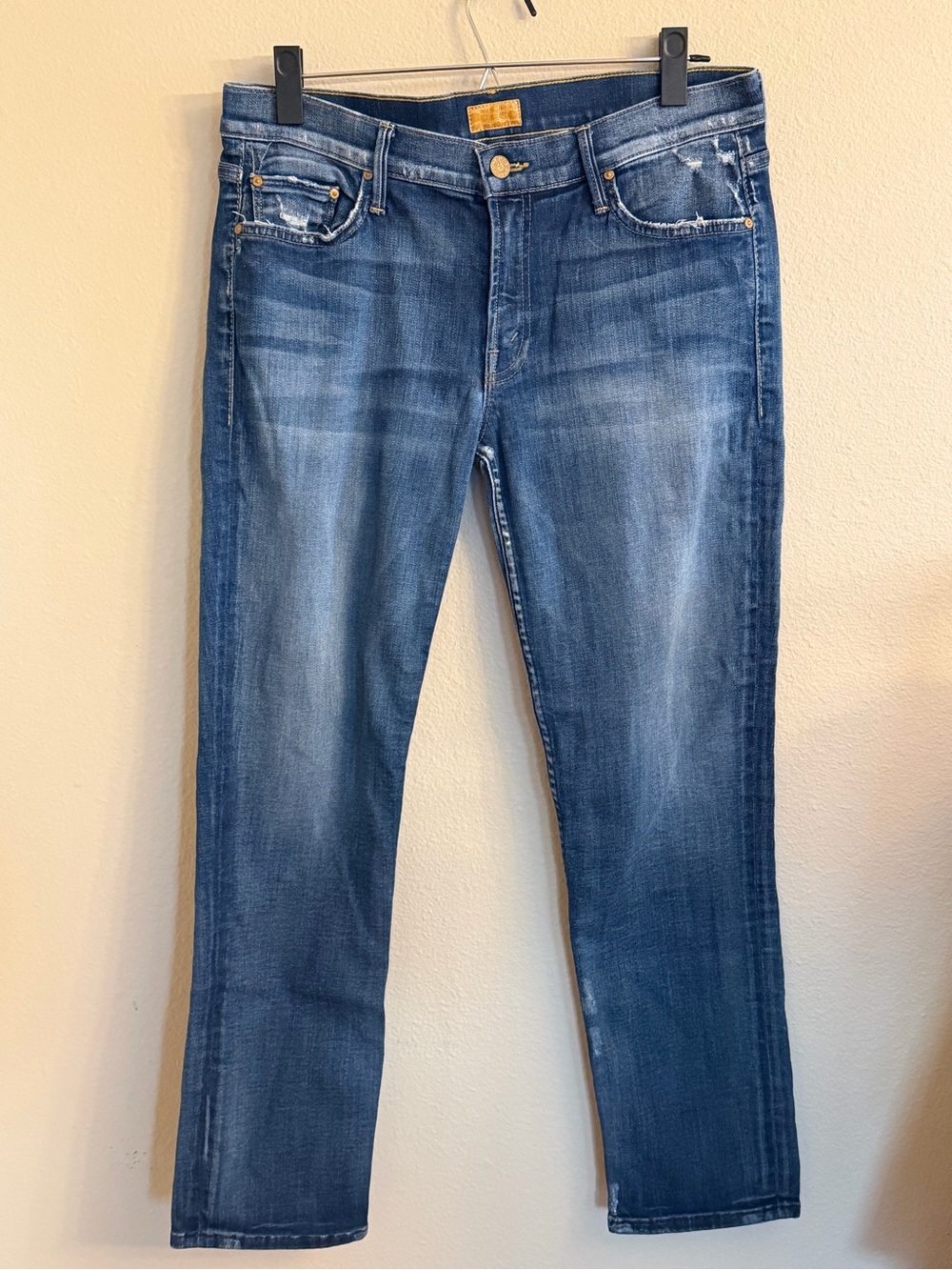 MOTHER The Drop Out Women's Straight Leg Jeans in Medium Blue Wash